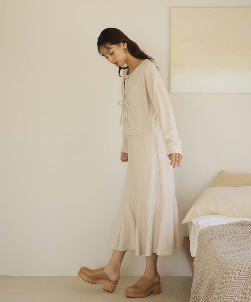 fifth(フィフス)の「ブリスタークレープキャミワンピース(ワンピース・レディース・ブラック/アイボリー・M)」の6枚目の写真