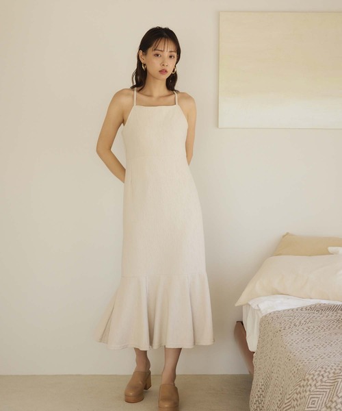 fifth(フィフス)の「ブリスタークレープキャミワンピース(ワンピース・レディース・ブラック/アイボリー・M)」の3枚目の写真