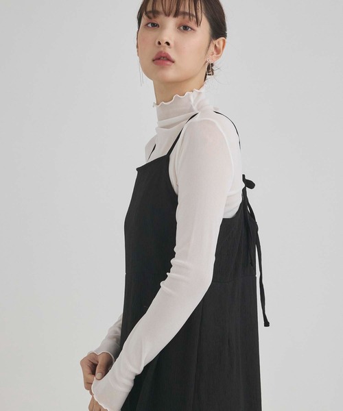 fifth(フィフス)の「ブリスタークレープキャミワンピース(ワンピース・レディース・ブラック/アイボリー・M)」の9枚目の写真