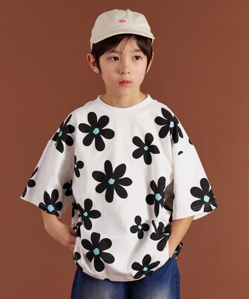 【PGG】 サイズ5 新品　ポリエステルヤーン総柄プリントTシャツ セール】【PAIRMANON STREET】総柄 オリジナル プリント 半袖 T