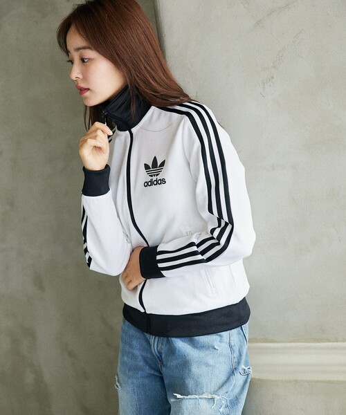 adidas（アディダス）の「adidas/アディダス BECKENBAUER TRACKTOP/ベッケンバウアー クラシック トラックトップ　限定展開（ブルゾン・レディース・ホワイト/ブラック/サックスブルー・MEDIUM/LARGE）」の11枚目の写真