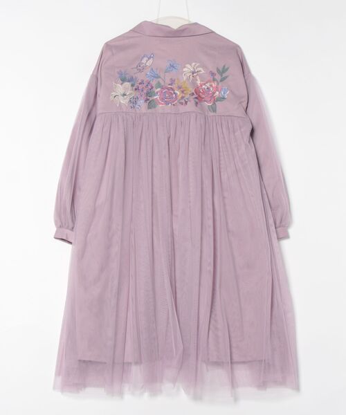 551206：花蝶刺繍チュール重ね 布帛orダンガリーコート（その他  