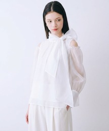 【VOCE掲載】マルチWAYリボン付きショルダースリットシアーブラウス 春服 夏服 着まわし