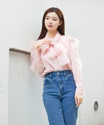 SELFIST | 【VOCE掲載】マルチWAYリボン付きショルダースリットシアーブラウス　春服　着まわし(シャツ/ブラウス)