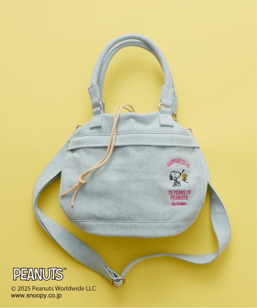 PEANUTS(ピーナッツ)の「PEANUTS刺繍アソート巾着(ハンドバッグ・レディース・サックスブルー/ブラック/ブルー/ナチュラル・00)」の4枚目の写真