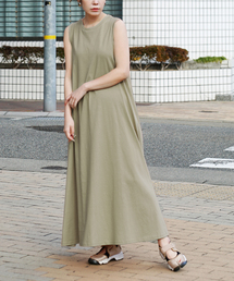 汗しみない カップ付きノースリーブワンピース