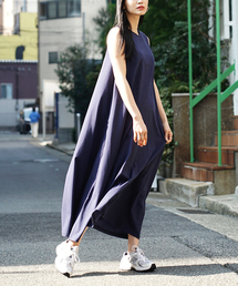 汗しみない カップ付きノースリーブワンピース