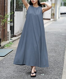 汗しみない カップ付きノースリーブワンピース