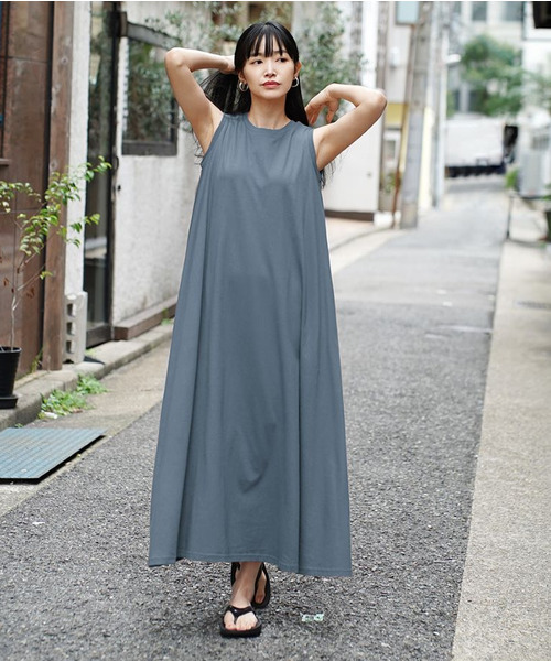 zootie(ズーティー)の「汗しみない カップ付きノースリーブワンピース(ワンピース・レディース・カーキ系/ベージュ系/ネイビー/ラベンダー/モカ/ダークカーキ/レッド系/イエロー系その他/ブラック/杢グレー/グレイッシュブルー・M-L/L-XL)」の18枚目の写真