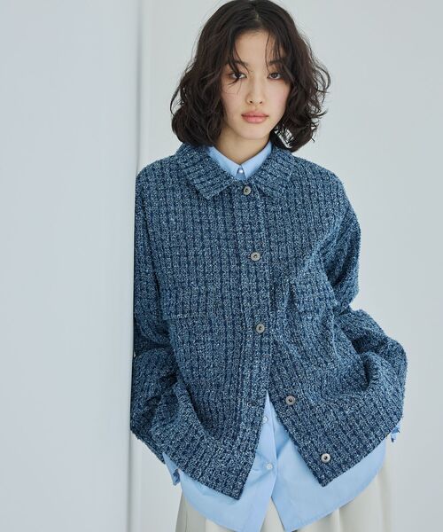 THE SHOP TK (ザ ショップ ティーケー )の「ジャカードデニムジャケット【洗える】(デニムジャケット・レディース・ネイビー/ブルー・99)」の4枚目の写真