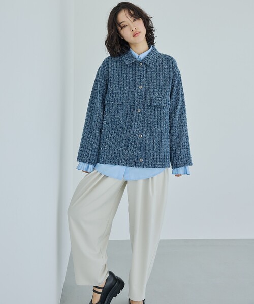 THE SHOP TK (ザ ショップ ティーケー )の「ジャカードデニムジャケット【洗える】(デニムジャケット・レディース・ネイビー/ブルー・99)」の5枚目の写真
