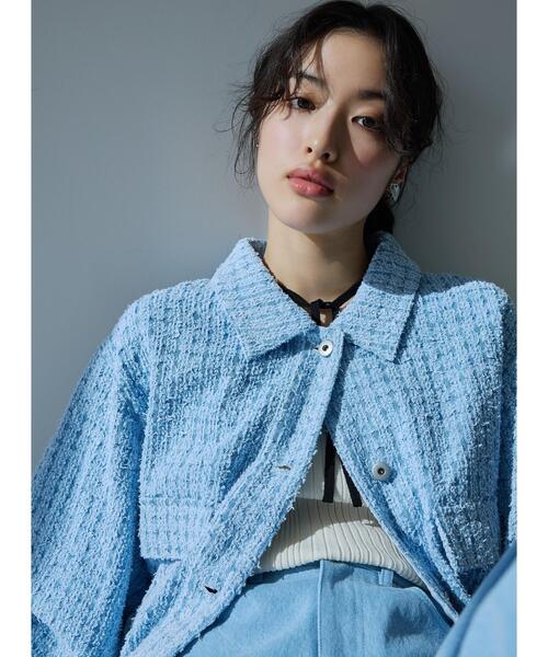 THE SHOP TK (ザ ショップ ティーケー )の「ジャカードデニムジャケット【洗える】(デニムジャケット・レディース・ネイビー/ブルー・99)」の6枚目の写真