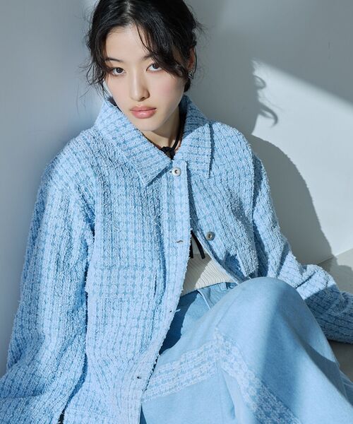 THE SHOP TK (ザ ショップ ティーケー )の「ジャカードデニムジャケット【洗える】(デニムジャケット・レディース・ネイビー/ブルー・99)」の7枚目の写真