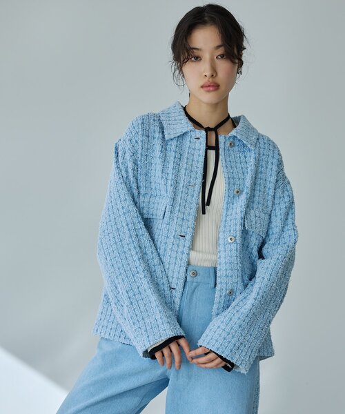 セール】ジャカードデニムジャケット【洗える】（デニムジャケット