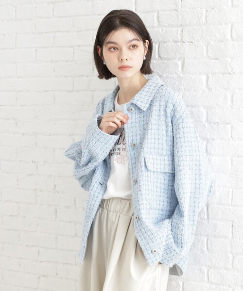 THE SHOP TK (ザ ショップ ティーケー )の「ジャカードデニムジャケット【洗える】(デニムジャケット・レディース・ネイビー/ブルー・99)」の12枚目の写真