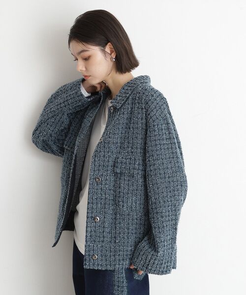 THE SHOP TK (ザ ショップ ティーケー )の「ジャカードデニムジャケット【洗える】(デニムジャケット・レディース・ネイビー/ブルー・99)」の18枚目の写真