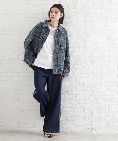THE SHOP TK (ザ ショップ ティーケー )の「ジャカードデニムジャケット【洗える】(デニムジャケット・レディース・ネイビー/ブルー・99)」の19枚目の写真