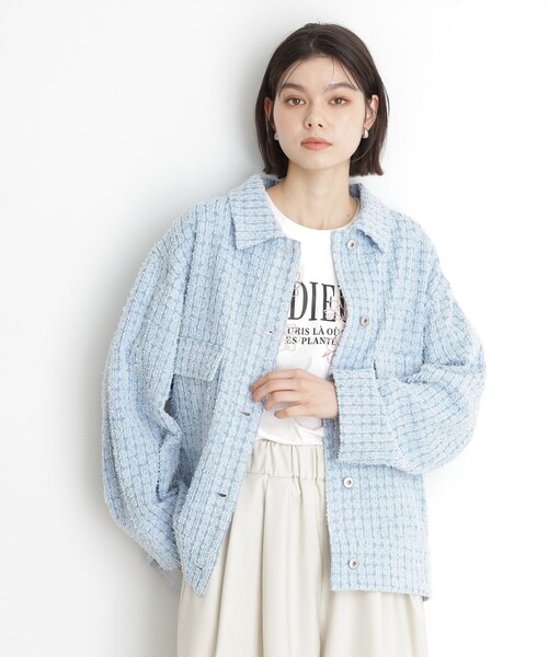 THE SHOP TK (ザ ショップ ティーケー )の「ジャカードデニムジャケット【洗える】(デニムジャケット・レディース・ネイビー/ブルー・99)」の1枚目の写真