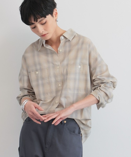BARNYARDSTORM(バンヤードストーム)の「BARNYARDSTORM / オンブレーチェックシャツ(シャツ/ブラウス・レディース・グレー/ベージュ・FREE)」の7枚目の写真