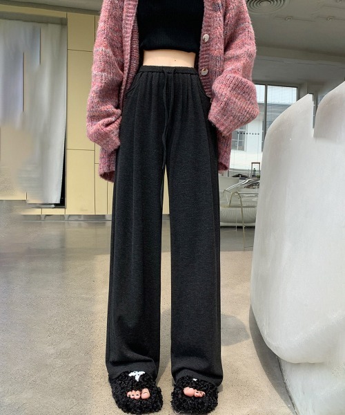 Miniministore(ミニミニストア)の「薄手スウェットパンツ 韓国風ワイドパンツ(カーゴパンツ・レディース・ブラック/ベージュ/グレー/ピンク/ダークグレー・FREE)」の10枚目の写真