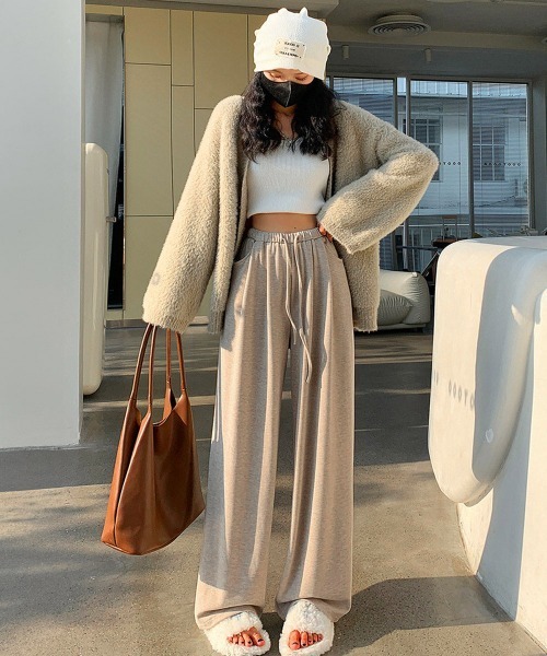 Miniministore(ミニミニストア)の「薄手スウェットパンツ 韓国風ワイドパンツ(カーゴパンツ・レディース・ブラック/ベージュ/グレー/ピンク/ダークグレー・FREE)」の21枚目の写真