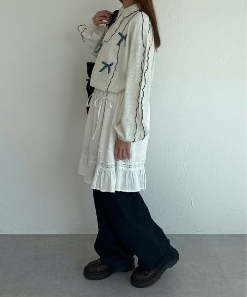 kutir（クティール）の「チェックリボンメローポロTシャツ（Tシャツ/カットソー・レディース・オートミール/アイボリー/オフホワイト・FREE）」の20枚目の写真