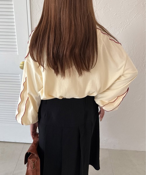 kutir（クティール）の「チェックリボンメローポロTシャツ（Tシャツ/カットソー・レディース・オートミール/アイボリー/オフホワイト・FREE）」の11枚目の写真