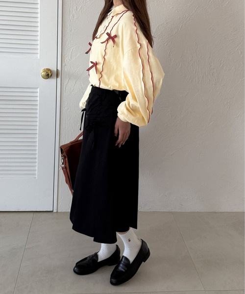 kutir（クティール）の「チェックリボンメローポロTシャツ（Tシャツ/カットソー・レディース・オートミール/アイボリー/オフホワイト・FREE）」の13枚目の写真