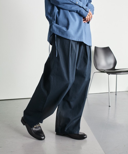 SHIPS.me(シップスミー)の「【ZOZO限定】SHIPS.me: 綿麻イージーワイドパンツ(その他パンツ・メンズ・ネイビー/ピンク/ライトグリーン・S-Regular/S-Short/XS-Regular/XS-Short/XL-Regular/XL-Short/L-Regular/L-Short/M-Regular/M-Short)」の3枚目の写真