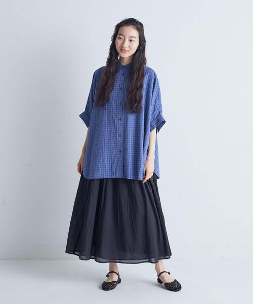 conges payes ADIEU TRISTESSE（コンジェ ペイエ アデュートリステス）の「【FAVE】ギンガムポンチョブラウス（シャツ/ブラウス・レディース・ブラウン/オフホワイト/ブルー・38）」の19枚目の写真