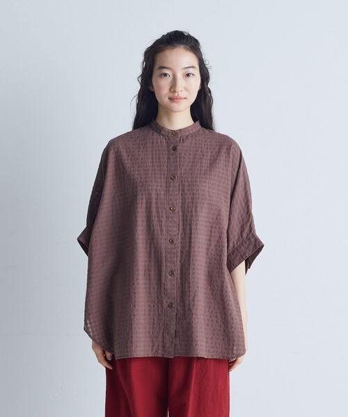 conges payes ADIEU TRISTESSE（コンジェ ペイエ アデュートリステス）の「【FAVE】ギンガムポンチョブラウス（シャツ/ブラウス・レディース・ブラウン/オフホワイト/ブルー・38）」の6枚目の写真