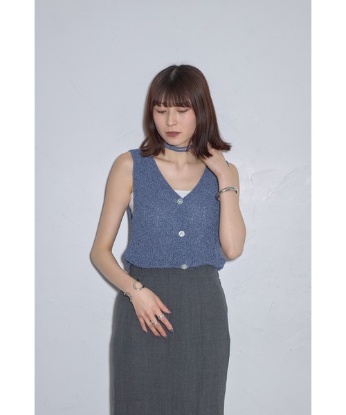紐付きVネックミックスニットベスト（Tシャツ/カットソー