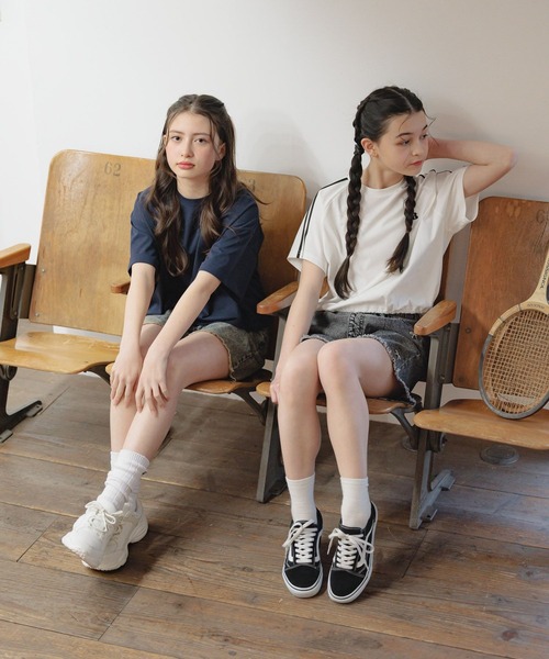 GLOBAL WORK(グローバルワーク)の「ヘビロッTEEドロスト半袖/324958(Tシャツ/カットソー・キッズ・オフホワイト/サックスブルー/ホワイト系その他・130cm/140cm/150cm/160cm)」の4枚目の写真