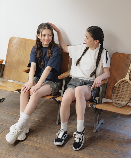 GLOBAL WORK(グローバルワーク)の「ヘビロッTEEドロスト半袖/324958(Tシャツ/カットソー・キッズ・オフホワイト/サックスブルー/ホワイト系その他・130cm/140cm/150cm/160cm)」の6枚目の写真