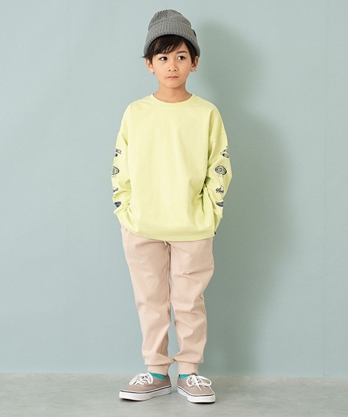 and D. petit main(アンドディープティマイン)の「【365D.】袖プリントビッグ長袖Tシャツ(Tシャツ/カットソー・キッズ・ライム/ホワイト/オレンジ/ネイビー/ベージュ/ブラック・140cm/110cm/90cm/100cm/120cm/150cm/130cm)」の10枚目の写真
