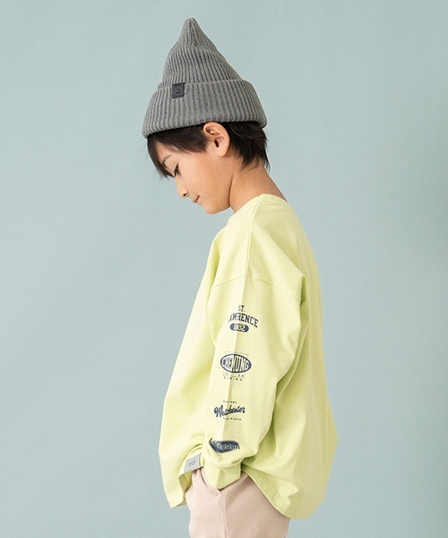 and D. petit main(アンドディープティマイン)の「【365D.】袖プリントビッグ長袖Tシャツ(Tシャツ/カットソー・キッズ・ライム/ホワイト/オレンジ/ネイビー/ベージュ/ブラック・140cm/110cm/90cm/100cm/120cm/150cm/130cm)」の12枚目の写真