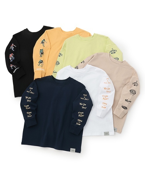 and D. petit main(アンドディープティマイン)の「【365D.】袖プリントビッグ長袖Tシャツ(Tシャツ/カットソー・キッズ・ライム/ホワイト/オレンジ/ネイビー/ベージュ/ブラック・140cm/110cm/90cm/100cm/120cm/150cm/130cm)」の21枚目の写真