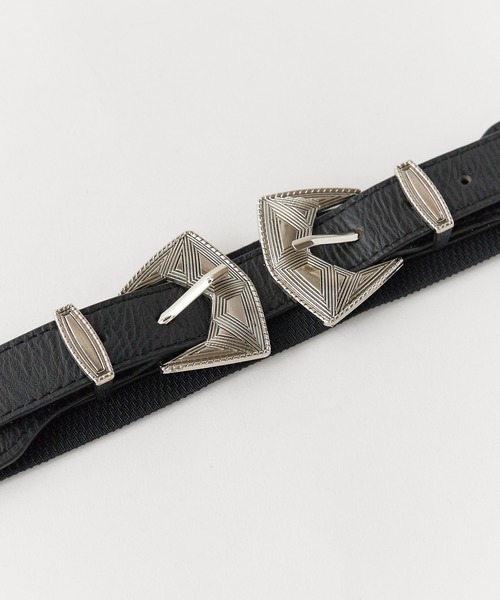 ROOPTOKYO（ループトウキョウ）の「Double buckle faux leather belt / ダブルバックル フェイクレザーベルト（ベルト・メンズ・ブラウン/キャメル/ブラック・FREE）」の5枚目の写真