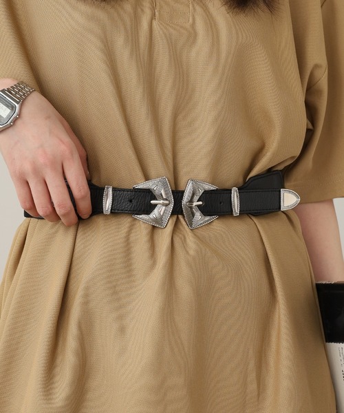 ROOPTOKYO（ループトウキョウ）の「Double buckle faux leather belt / ダブルバックル フェイクレザーベルト（ベルト・メンズ・ブラウン/キャメル/ブラック・FREE）」の10枚目の写真