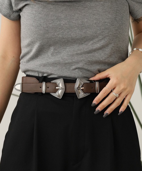 ROOPTOKYO（ループトウキョウ）の「Double buckle faux leather belt / ダブルバックル フェイクレザーベルト（ベルト・メンズ・ブラウン/キャメル/ブラック・FREE）」の13枚目の写真