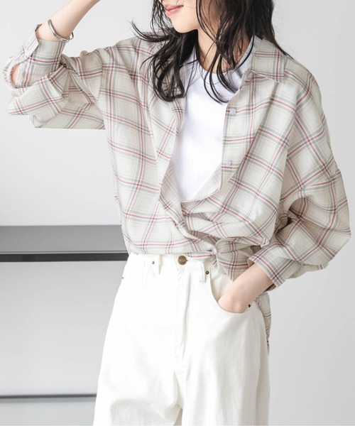 セール】オーバーサイズ チェック柄シアーシャツ（シャツ