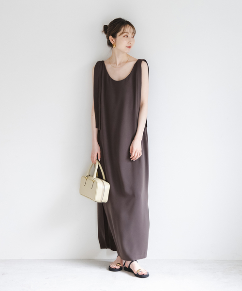 NOBLE ウォッシャブルジョーゼット2wayワンピース NOBLE ワンピース 「洗える」ウォッシャブルジョーゼット2way