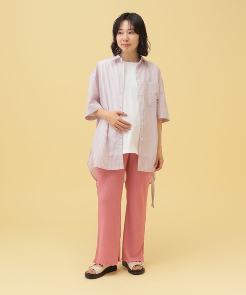 LEPSIM(レプシィム)の「【産前・産後対応】マタニティ/楊柳フレアパンツ 290849(マタニティウェア/グッズ・レディース・ブラウン/ベージュ/ブラック/ピンク/カーキ・FREE)」の9枚目の写真