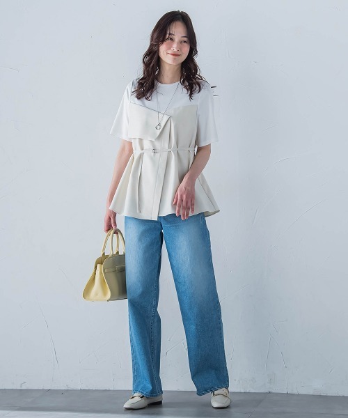 LAUTREAMONT（ロートレアモン）の「【JAPAN BLUE JEANS】ワイドパンツ≪洗濯機で洗える≫（デニムパンツ・レディース・ネイビー/ライトブルー・9号/11号/7号）」の12枚目の写真