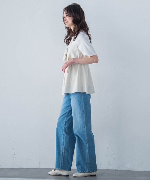 LAUTREAMONT（ロートレアモン）の「【JAPAN BLUE JEANS】ワイドパンツ≪洗濯機で洗える≫（デニムパンツ・レディース・ネイビー/ライトブルー・9号/11号/7号）」の14枚目の写真