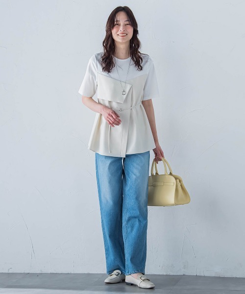 LAUTREAMONT（ロートレアモン）の「【JAPAN BLUE JEANS】ワイドパンツ≪洗濯機で洗える≫（デニムパンツ・レディース・ネイビー/ライトブルー・9号/11号/7号）」の15枚目の写真