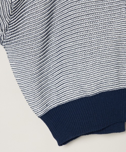 three dots（スリードッツ）の「メッシュハイツイストコットン ポロ（ポロシャツ・レディース・ホワイト/ネイビー/ホワイト×ネイビー・SMALL）」の9枚目の写真