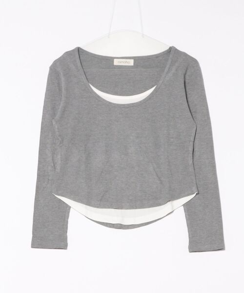 aimoha(アイモハ)の「レイヤード風デザイン長袖Tシャツ(Tシャツ/カットソー・レディース・チョコ/ベージュ/ブラック/ライトグレー・FREE)」の20枚目の写真