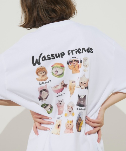 Unitage(ユニテージ)の「ネコフレンズTEE(Tシャツ/カットソー・レディース・ブラック/ホワイト・FREE)」の2枚目の写真