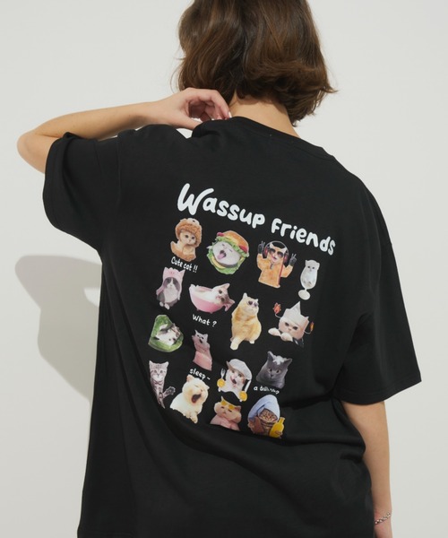 Unitage(ユニテージ)の「ネコフレンズTEE(Tシャツ/カットソー・レディース・ブラック/ホワイト・FREE)」の5枚目の写真